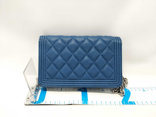 CHANEL Boy Chanel Chain Wallet AP1117 Blue with Silver Hardware and Caviar Leather 29954245 Shoulder Bag