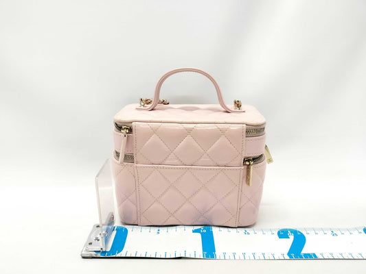 CHANEL 2-Way Vanity Chain Shoulder Bag with Double Zipper, Pink Gold Hardware, Patent Leather, C66HH63H