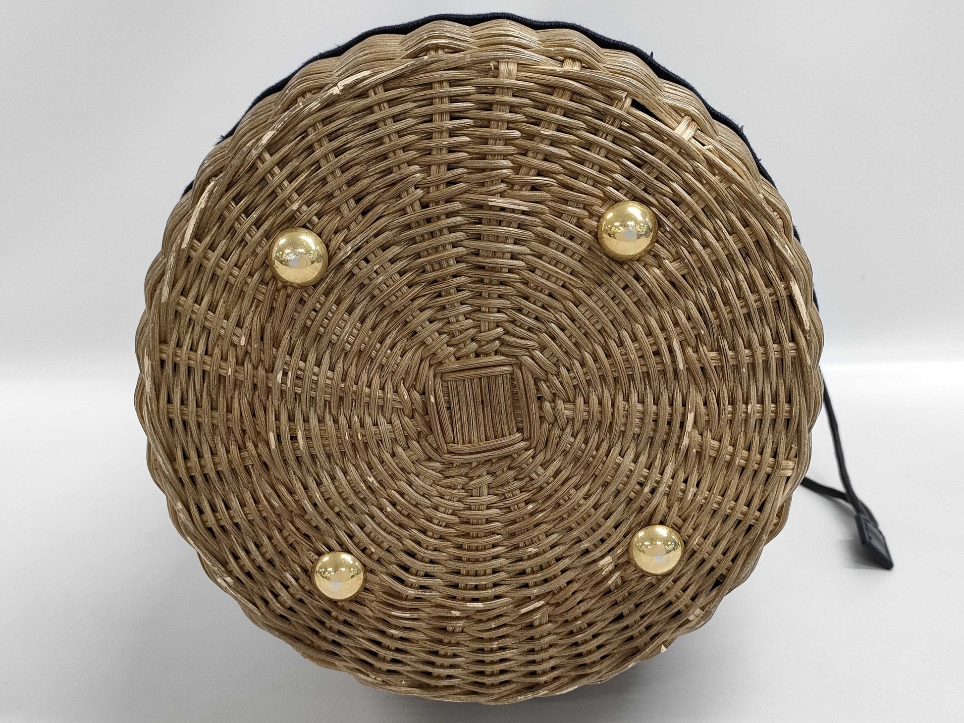 Dior Oblique Wicker Shoulder Bag M7600CMVO Navy Brown with Gold Hardware, Canvas and Rattan, 63-MA-0251 Shoulder Bag