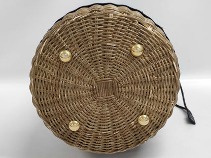 Dior Oblique Wicker Shoulder Bag M7600CMVO Navy Brown with Gold Hardware, Canvas and Rattan, 63-MA-0251 Shoulder Bag