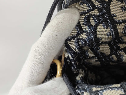 Dior Dior 2-way basket bag shoulder bag M7601CMVO Navy Brown with gold hardware Canvas Rattan 63-MA-1200 Shoulder bag