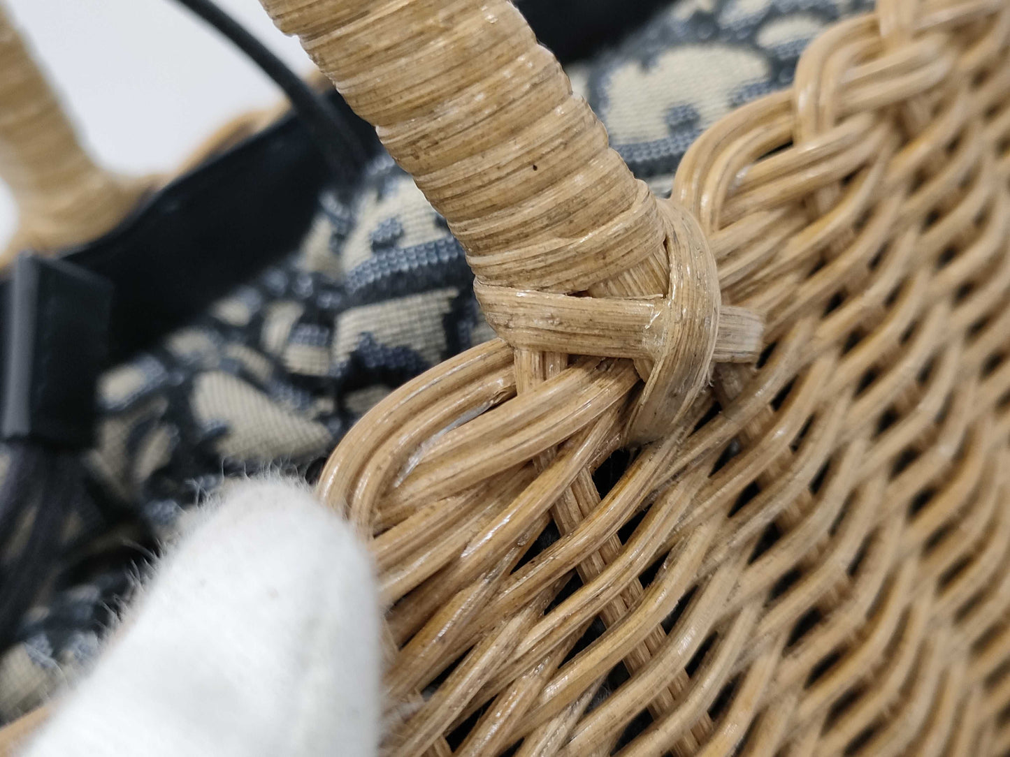 Dior Dior 2-way basket bag shoulder bag M7601CMVO Navy Brown with gold hardware Canvas Rattan 63-MA-1200 Shoulder bag