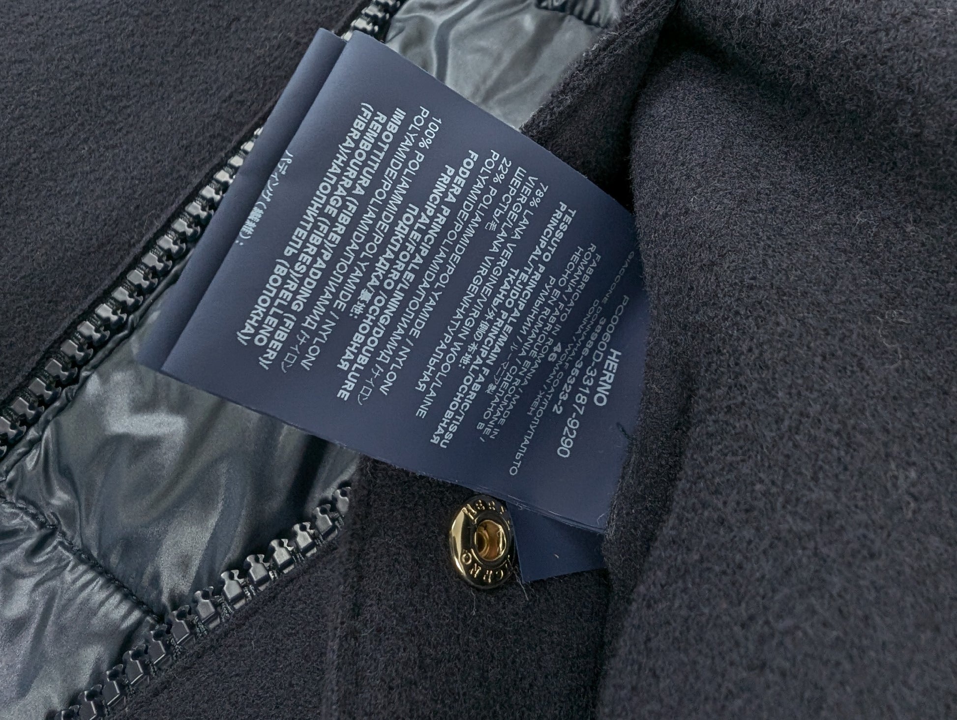 HERNO IN-TECH Wool Down Coat, Colorfast, Size 46