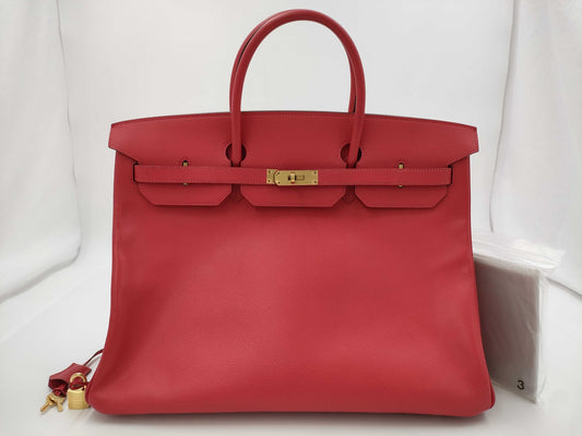 HERMES Birkin 40 □N engraved gold handbag
