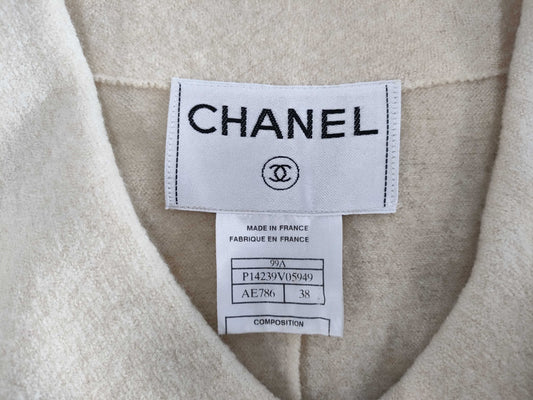 CHANEL Wool Trench Coat with Wood Buttons, Size 38, 99A