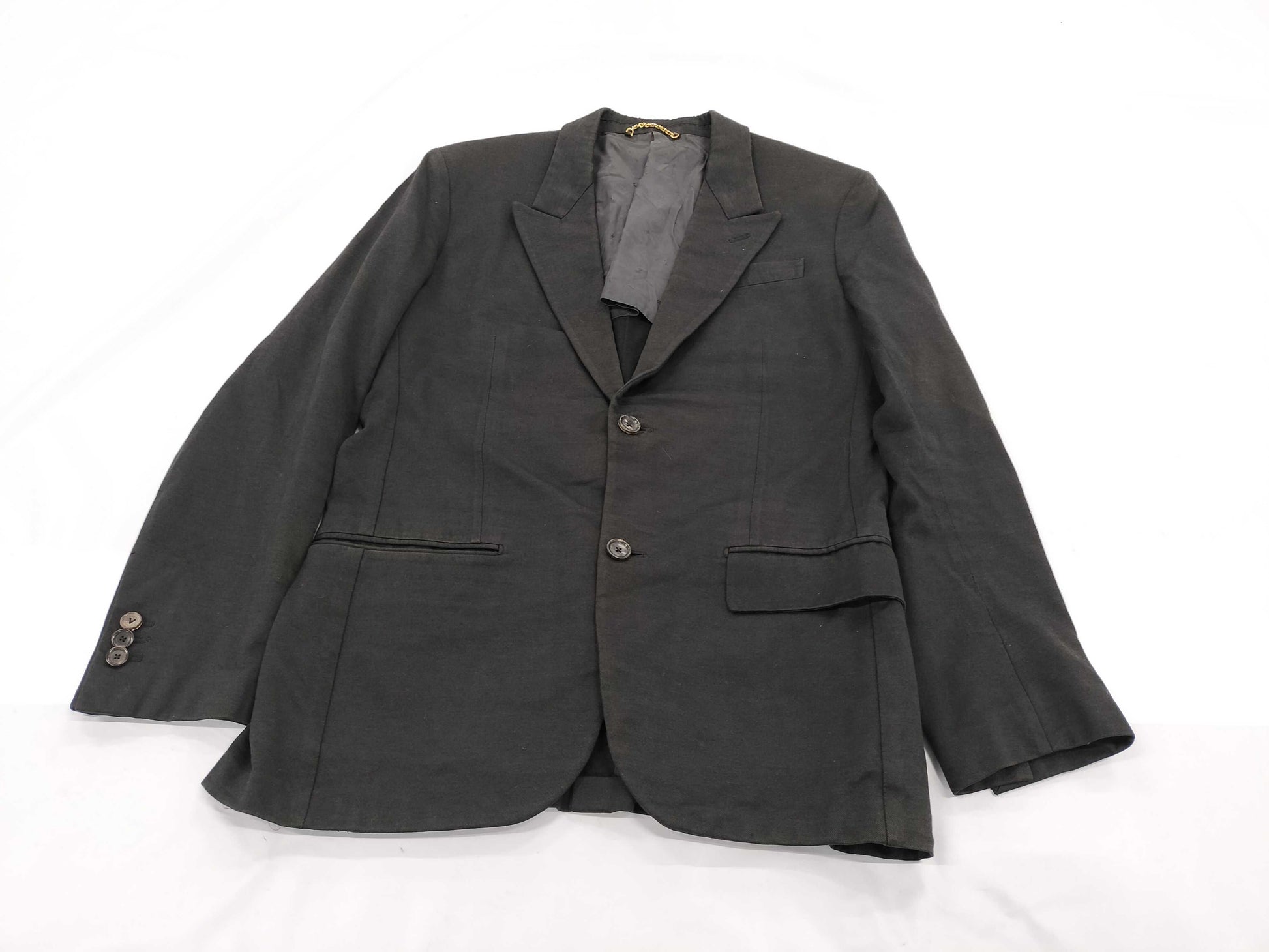 LOUIS VUITTON 2015SS Tailored Jacket, Single Breasted, Cotton, Unlined Back, Side Vents, Size 48, Black, RM151F