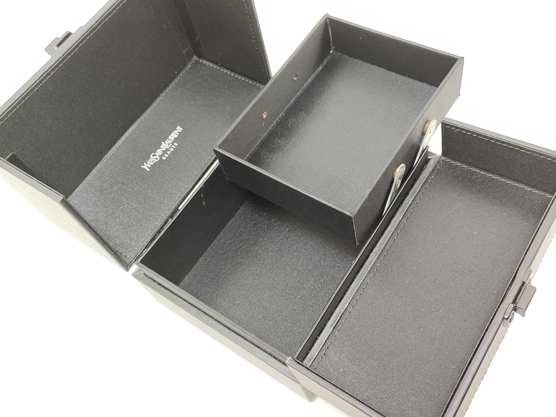 Yves Saint Laurent Makeup Box Vanity 2-Tier Leather Vanity Bag in Black