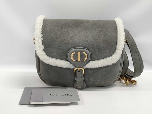Dior Bobby Shoulder Bag, Gray and White, Gold Hardware, Mouton, 91002242042
