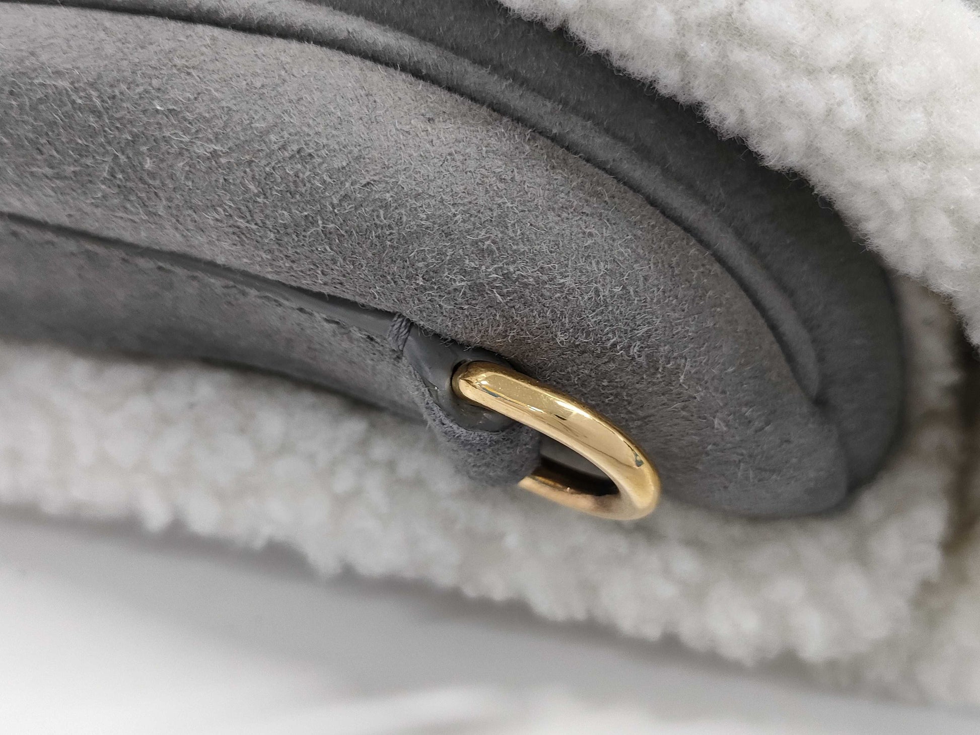Dior Bobby Shoulder Bag, Gray and White, Gold Hardware, Mouton, 91002242042