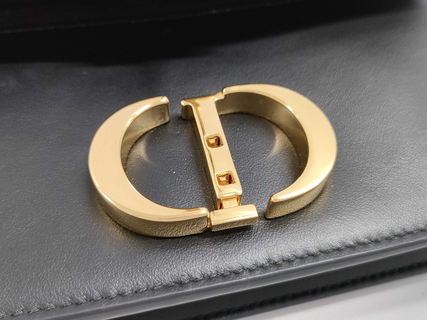 Dior Miss Montaigne Mini Black Leather Shoulder Bag with Gold Hardware