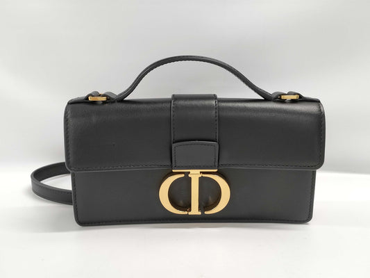 Dior Miss Montaigne Mini Black Leather Shoulder Bag with Gold Hardware
