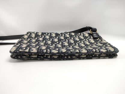 Dior Oblique Shoulder Pouch, Navy with Gold Hardware, Canvas Shoulder Bag