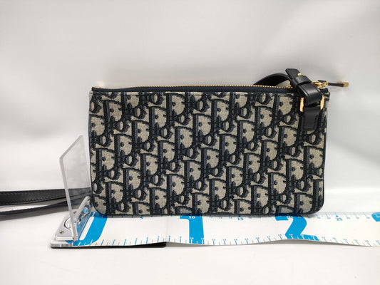 Dior Oblique Shoulder Pouch, Navy with Gold Hardware, Canvas Shoulder Bag