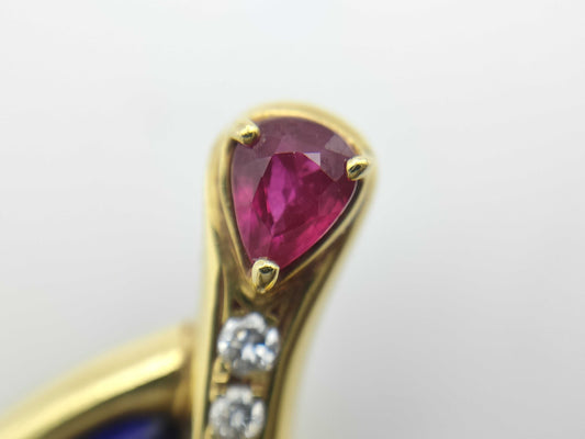 Colored Stone Shell R0.32ct D0.31ct K18 16.8g Brooch 