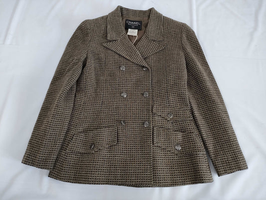 CHANEL FLOWER COCO MARK BUTTON DOUBLE TAILORD JACKET Size 40 Jacket