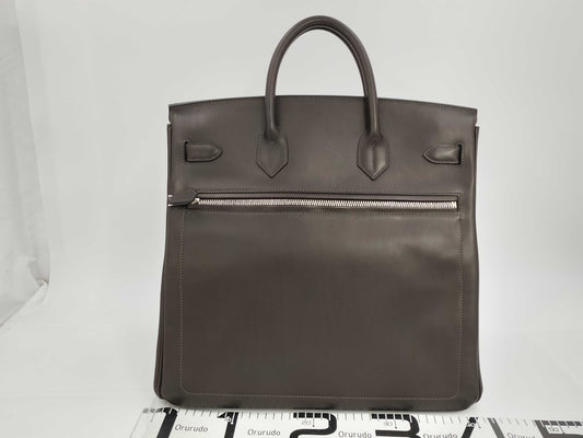 HERMES Birkin 40 Haute Croix Lock Evergrain, Silver Hardware, B Stamp, Dark Brown Handbag
