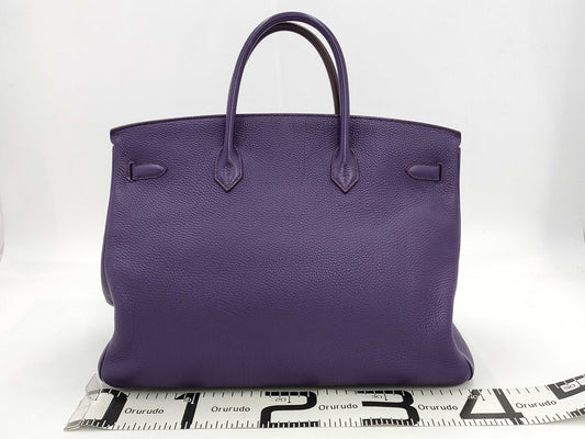 HERMES Birkin 40 Taurillon Clemence Leather Iris Silver Hardware □N Stamp Handbag