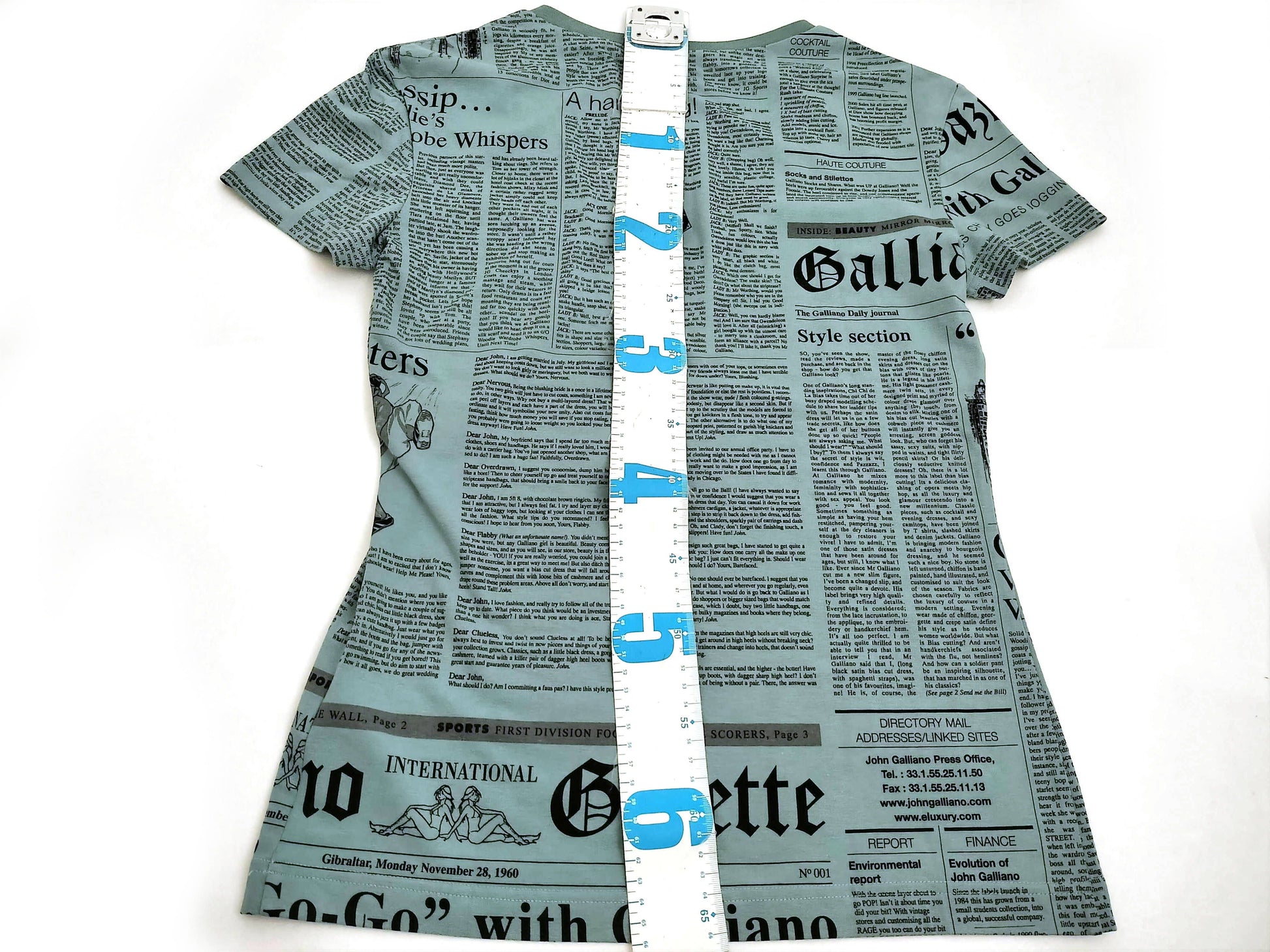 John Galliano Newspaper V-Neck T-Shirt