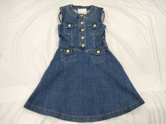 MOSCHINO MOSCHINO Denim Dress with Bear Logo Buttons, Size 40