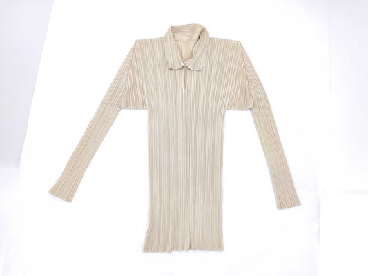 PLEATS PLEASE PLEATS PLEASE Top One-Button Shirt Beige Tops
