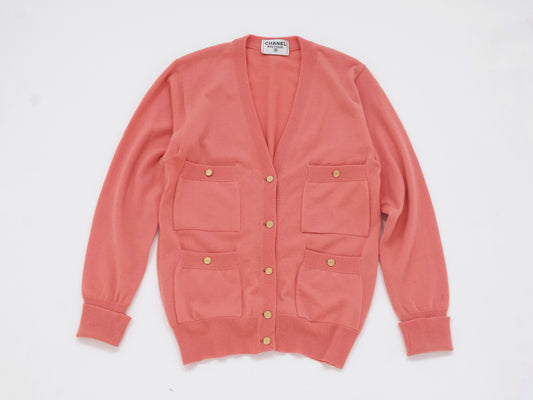 CHANEL 80s 4-pocket cashmere knit cardigan, size 36