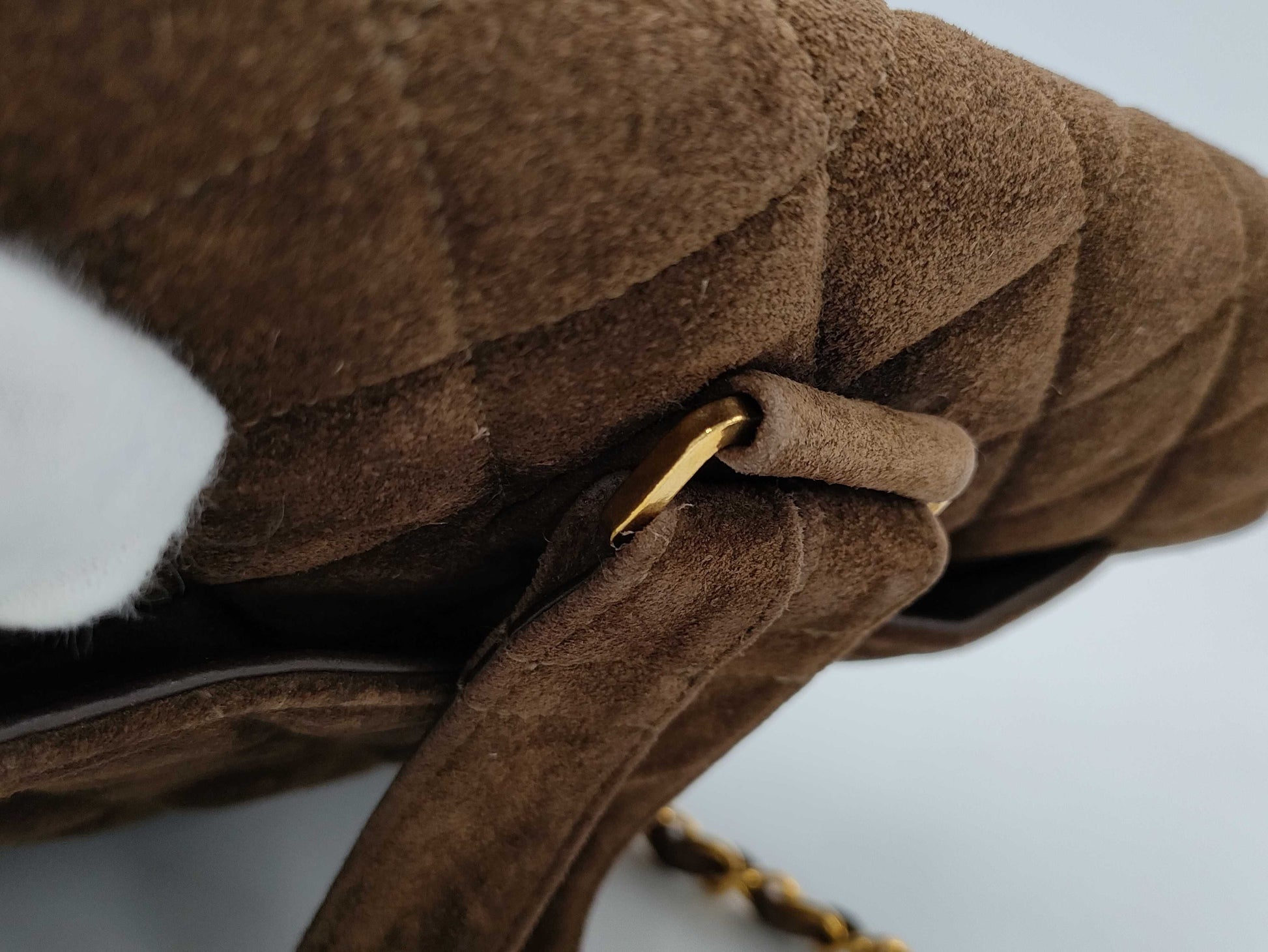 CHANEL Suede Large Matelasse Chain Backpack with G Hardware, Brown, No. 3 [With Sticker and Card]