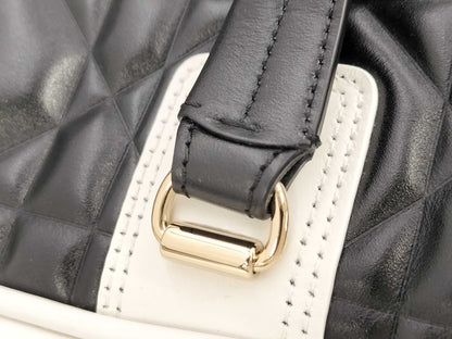 Dior Vibe Bowling Bag, 2-Way Shoulder Bag, Black/White, with Shoulder Strap and Dust Bag, Boston Bag