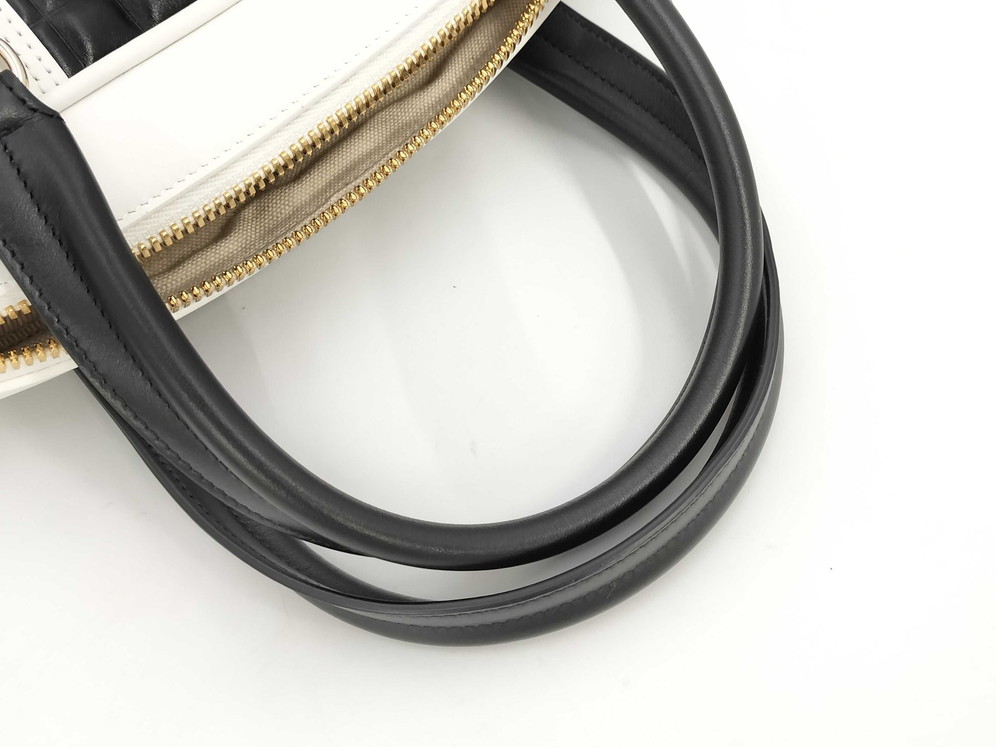 Dior Vibe Bowling Bag, 2-Way Shoulder Bag, Black/White, with Shoulder Strap and Dust Bag, Boston Bag