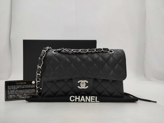 CHANEL Caviar Skin Matelasse 23 Chain Shoulder Bag, Black, No. 31