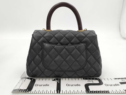 CHANEL Caviar Skin Coco Handle 24 2-Way Handbag Black 29 Series Handbag