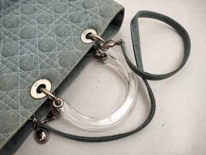 Dior Lady Dior N51262 Cannage Denim Light Blue Tote Bag