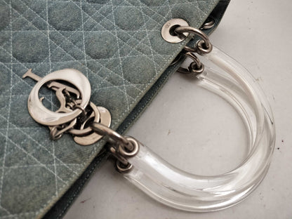 Dior Lady Dior N51262 Cannage Denim Light Blue Tote Bag