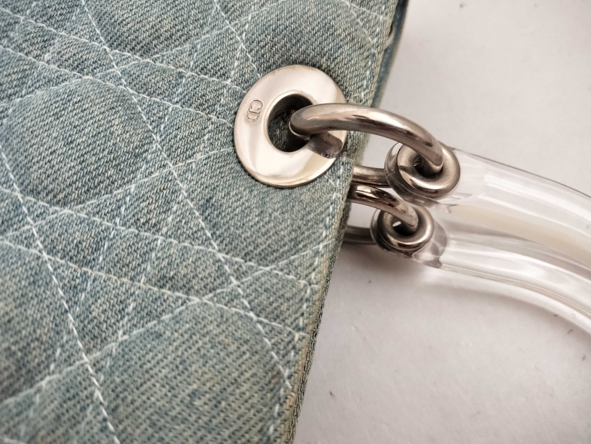 Dior Lady Dior N51262 Cannage Denim Light Blue Tote Bag
