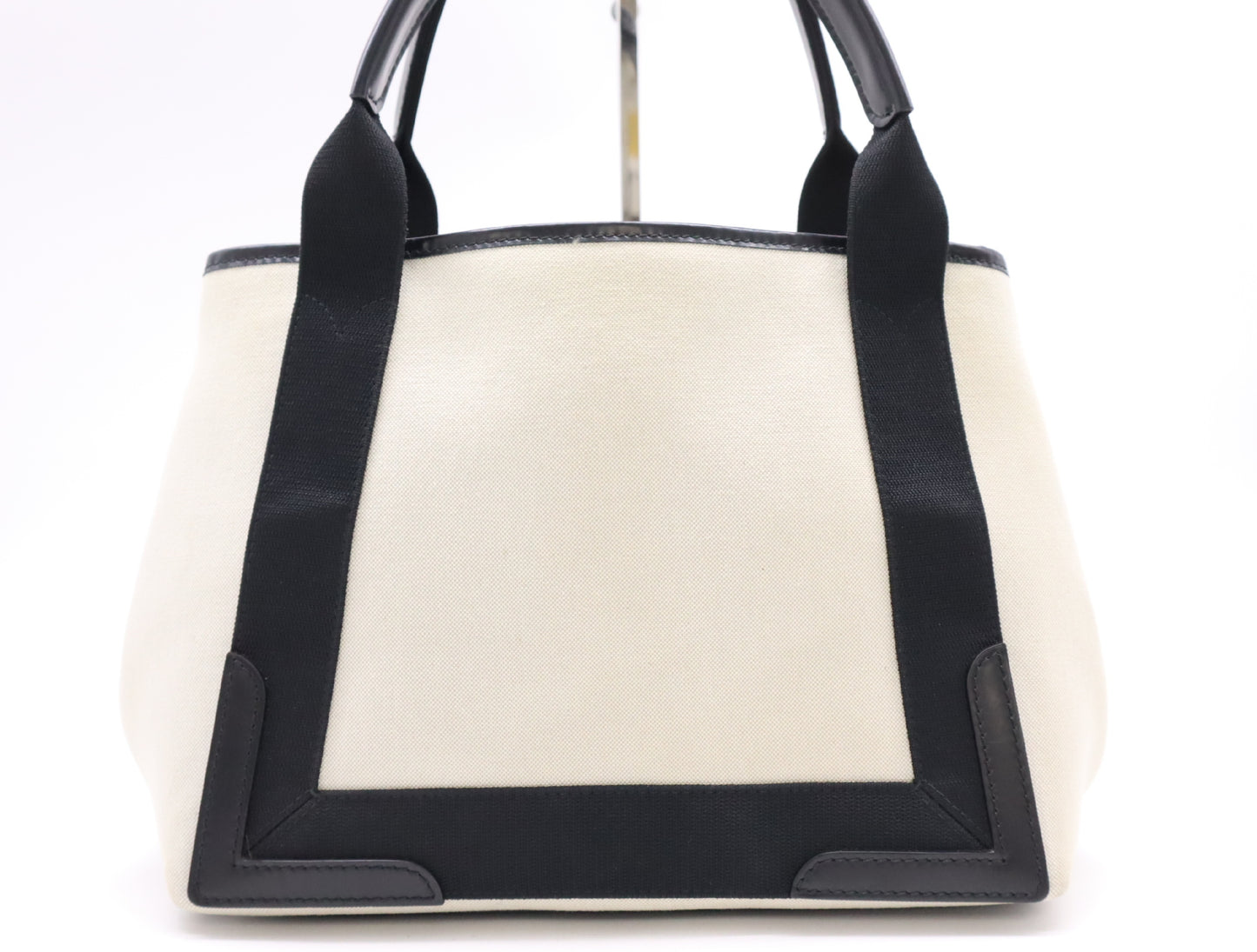 BALENCIAGA 339933 2HH3N 9260 Canvas and Leather Navy Cabas Tote Bag with Pouch