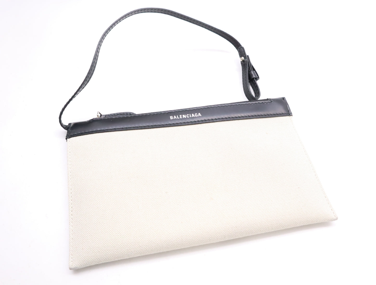 BALENCIAGA 339933 2HH3N 9260 Canvas and Leather Navy Cabas Tote Bag with Pouch