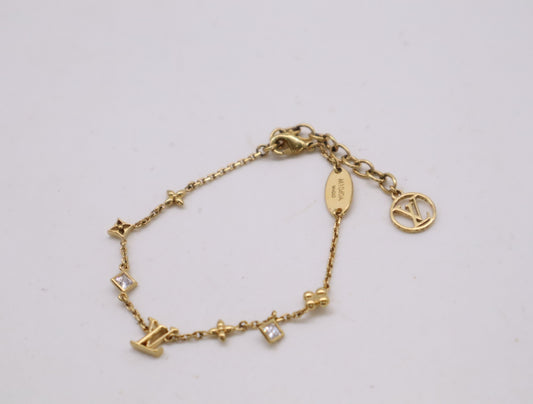 LOUIS VUITTON M1040A GPLV In the Sky Bracelet with Rhinestones, Gold