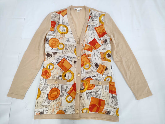 CELINE Triomphe Cardigan with Scarf Pattern, Size 40