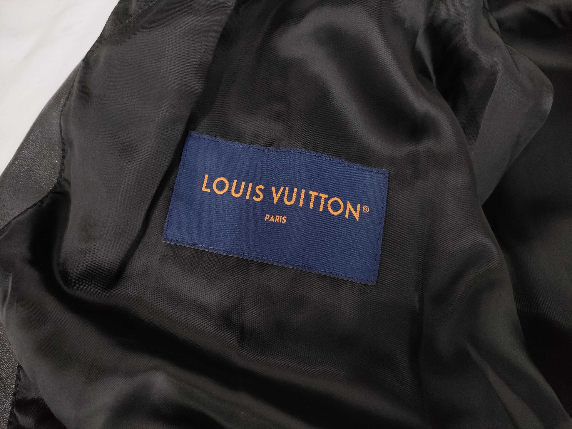 LOUIS VUITTON Varsity Leather Blouson Jacket, Size 48