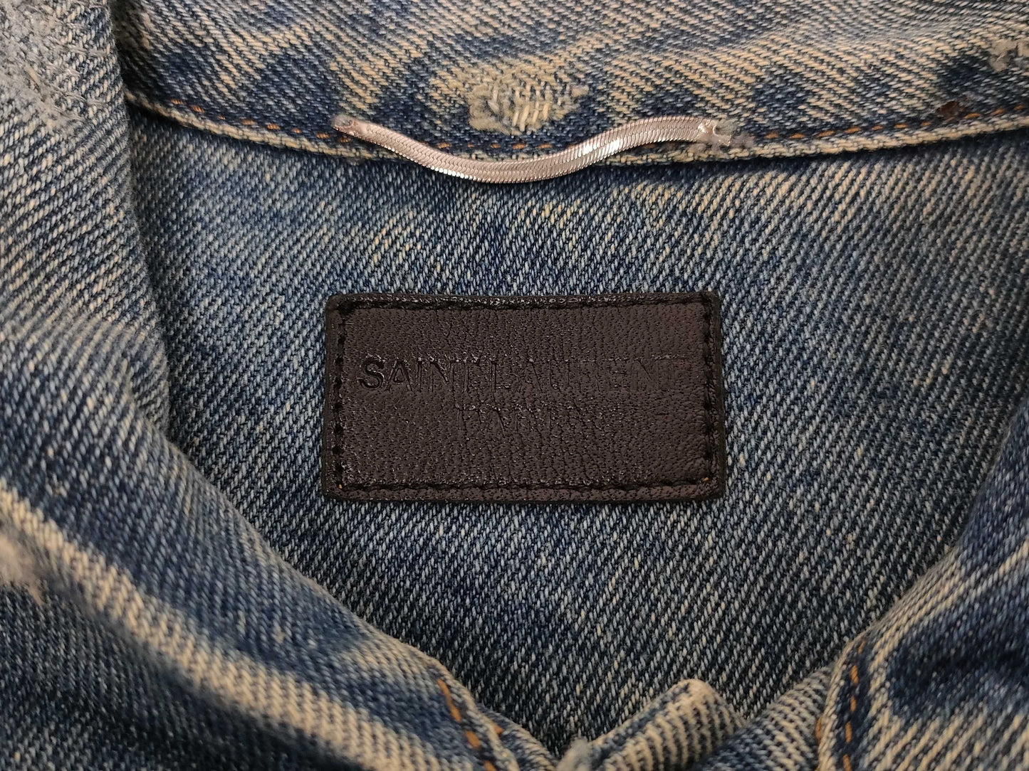 SAINT LAURENT Denim Jacket with Patch, Size M