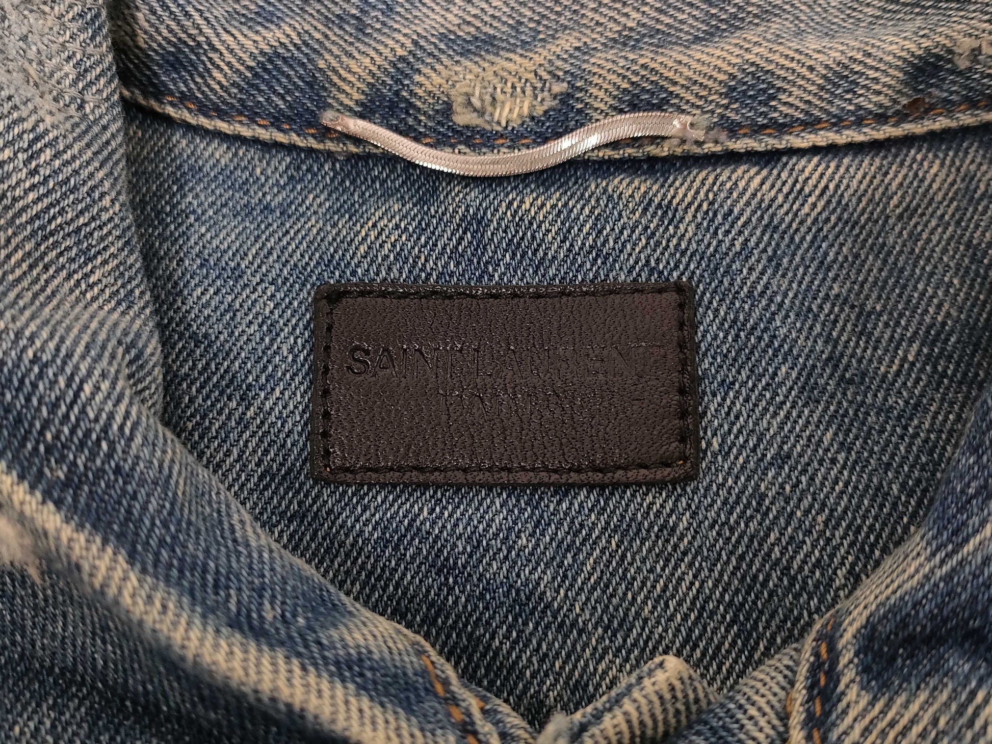 SAINT LAURENT Denim Jacket with Patch, Size M