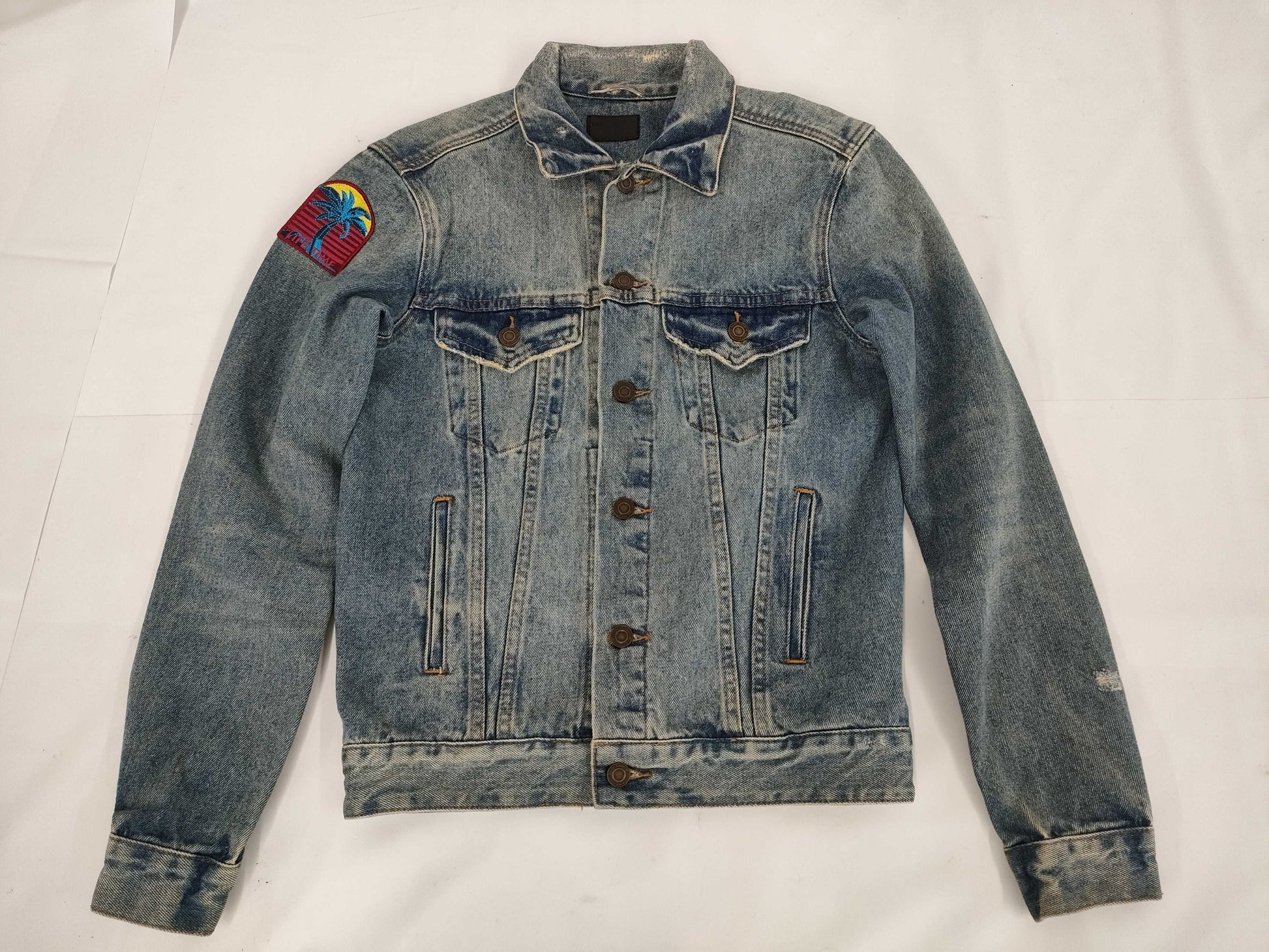 SAINT LAURENT Denim Jacket with Patch, Size M