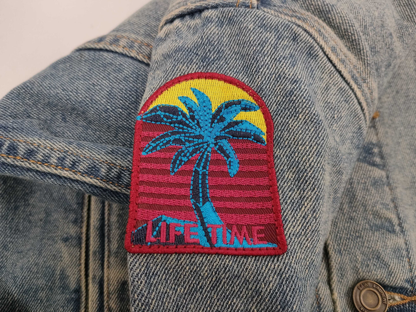 SAINT LAURENT Denim Jacket with Patch, Size M