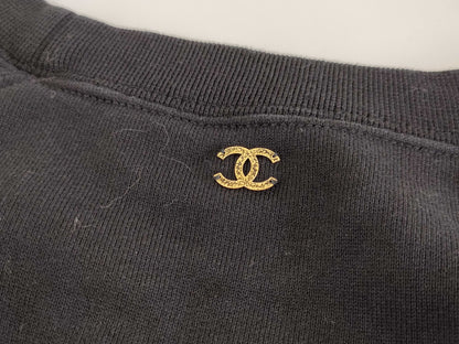 CHANEL CHANEL T-shirt cut and sew P57840K07626 #S Big Coco Mark Gold x Black T-shirt