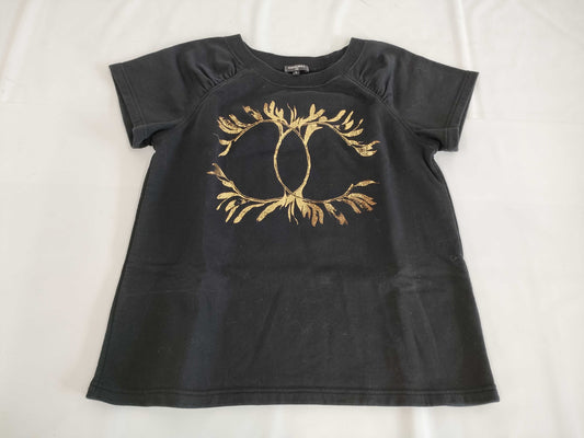 CHANEL CHANEL T-shirt cut and sew P57840K07626 #S Big Coco Mark Gold x Black T-shirt