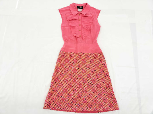 CHANEL CHANEL Dress P16997W02702 01C #38 Tweed Multicolor Pink Dress