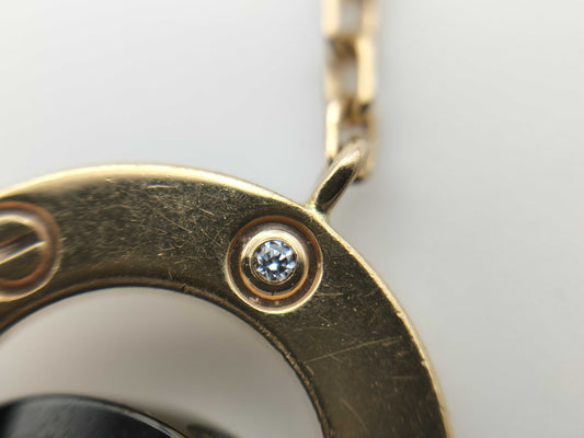 Cartier Love Circle Black Ceramic 3PD PG 750 5.1g Necklace 