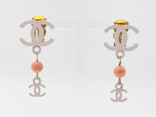 CHANEL Coco Mark Swing Earrings 03S Pink Earrings