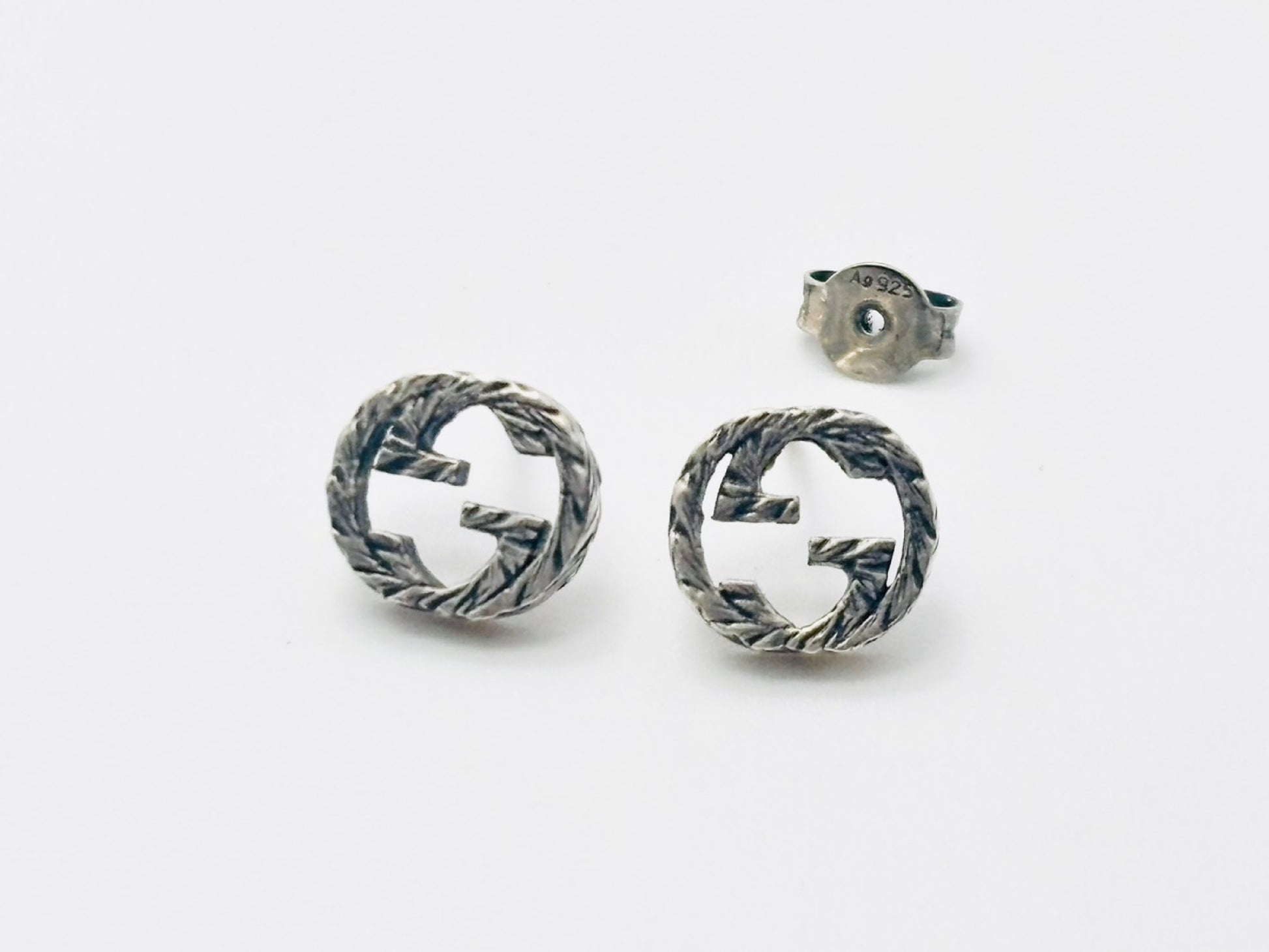 GUCCI Interlocking G Arabesque Earrings 925 Silver