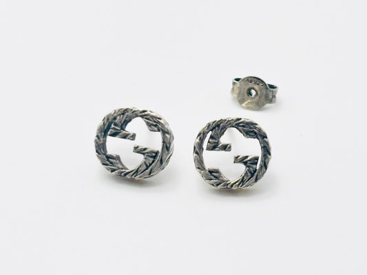 GUCCI Interlocking G Arabesque Earrings 925 Silver