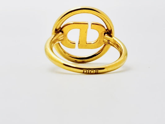 Dior Petit CD Logo Faux Pearl Ring, Size Small, Gold